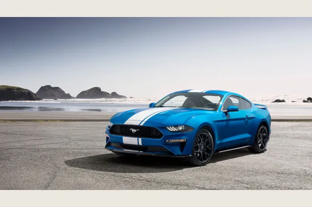 Mustang EcoBoost 2019, fotografía Ford. La ficha y paleta toman como referencia el lanzamiento 2015.